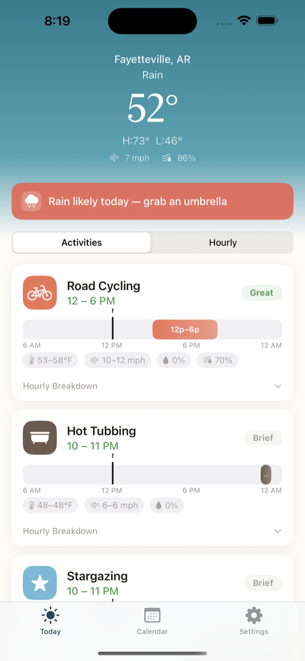 Wisp Weather app screenshot